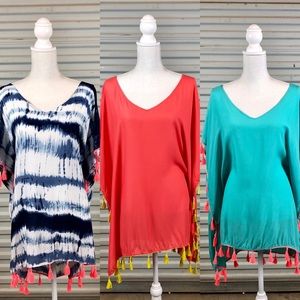 C&T Beach Women Colorful Coverups Tassle Details